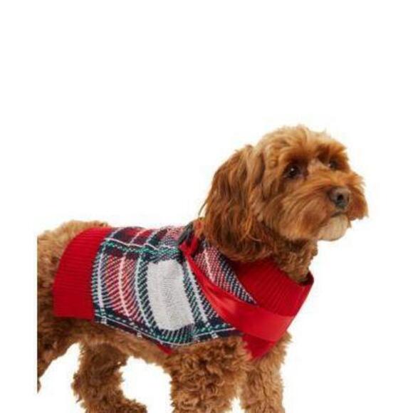 Charter Club Plaid Dog Sweater Cloud Combo XS - Picture 1 of 1